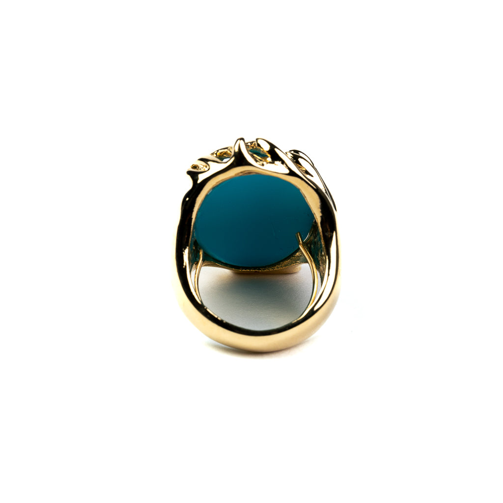 Gold Branch with Turquoise Cabochon Ring