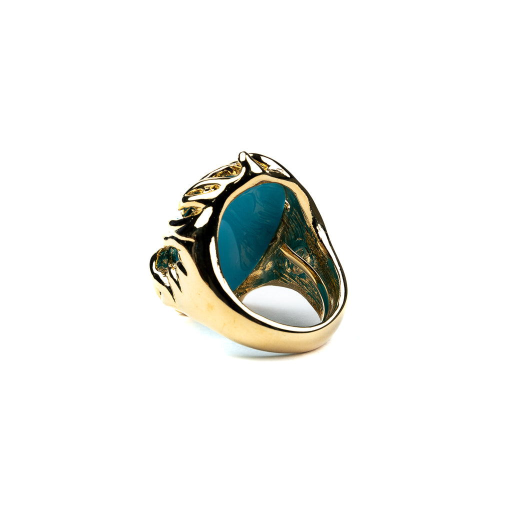 Gold Branch with Turquoise Cabochon Ring