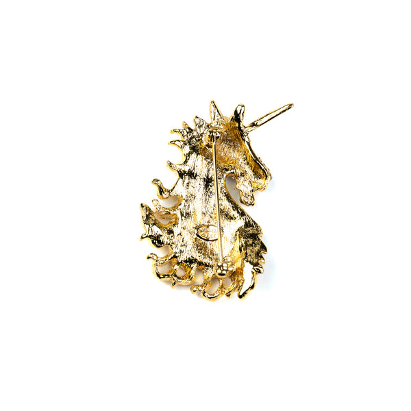 Gold and Crystal Unicorn Pin