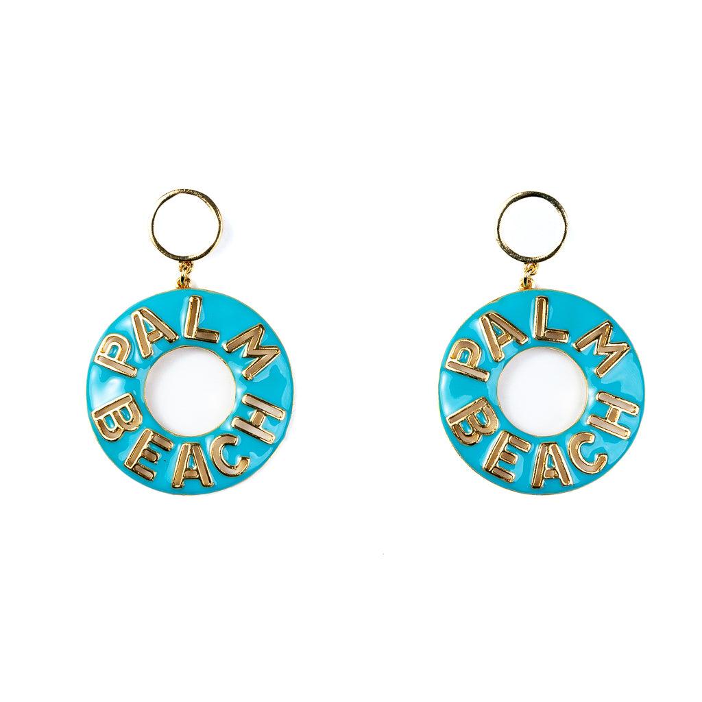 Gold and Turquoise Palm Beach Earrings