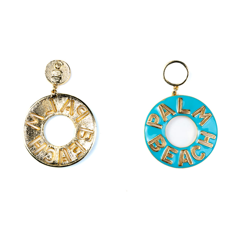 Gold and Turquoise Palm Beach Earrings