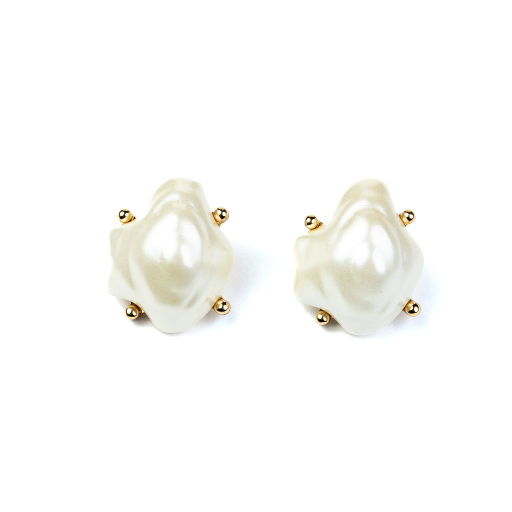 White Baroque Pearl Earrings