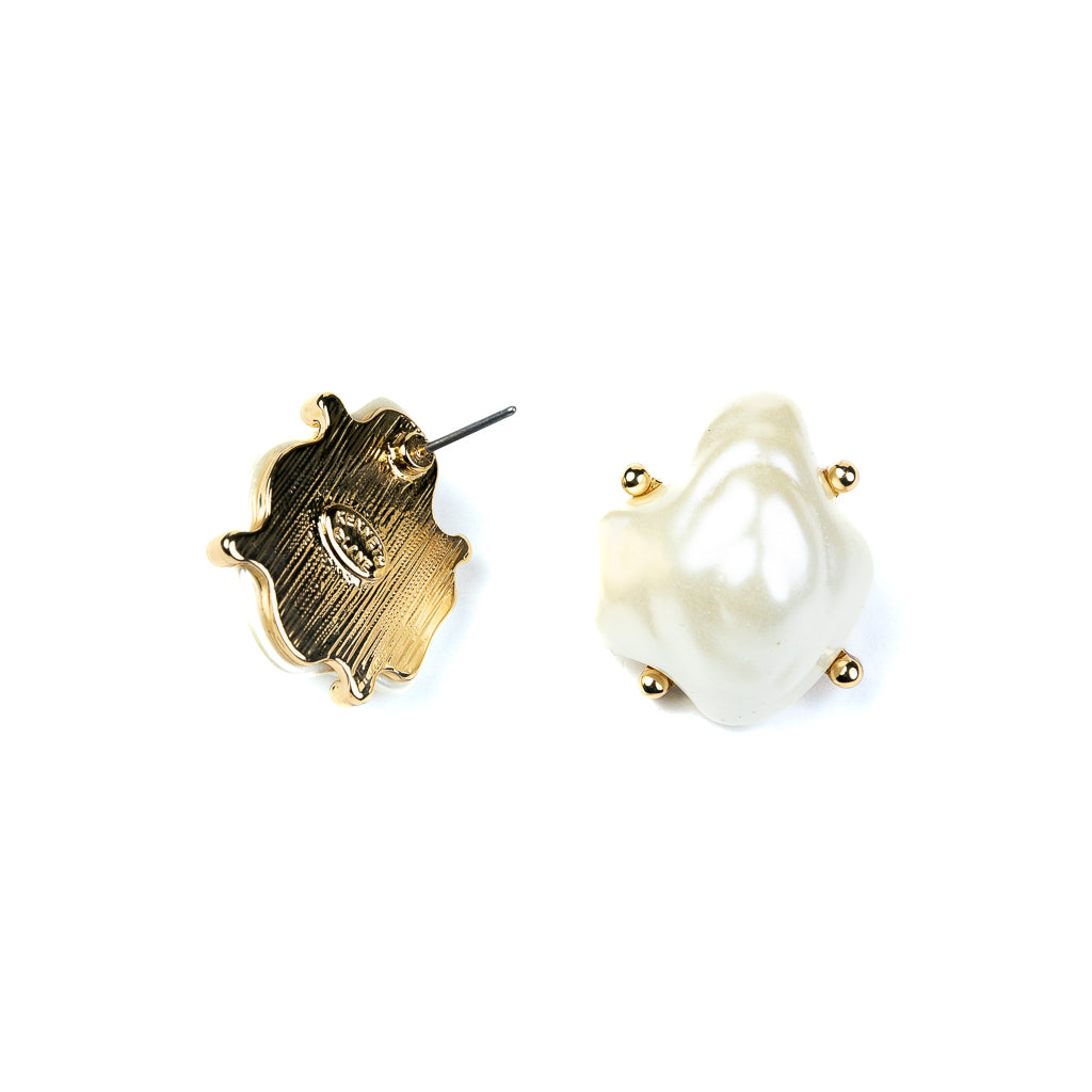 White Baroque Pearl Earrings