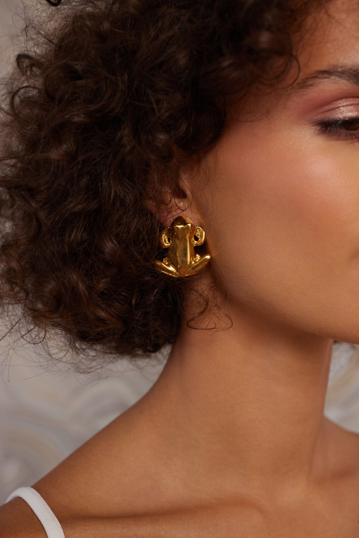 Gold Frog Clip Earrings