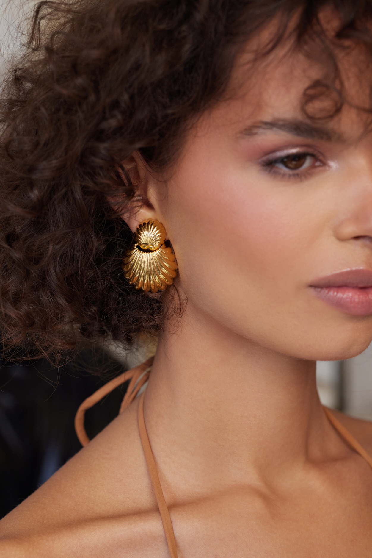 Gold Seashell Clip Earrings