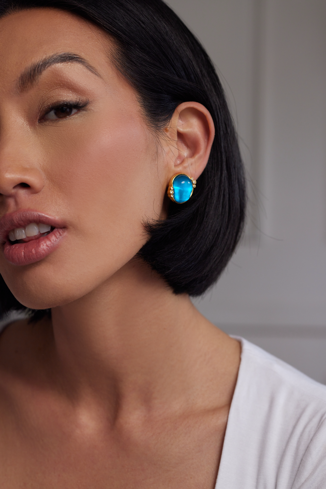 Aqua Nugget Clip Earrings