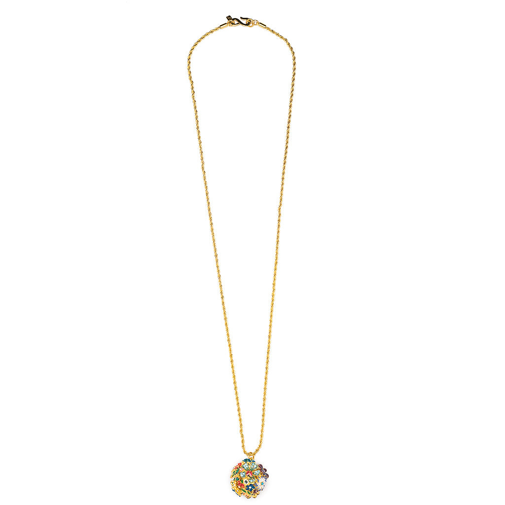 Multicolored Flower Ball Pendant Necklace