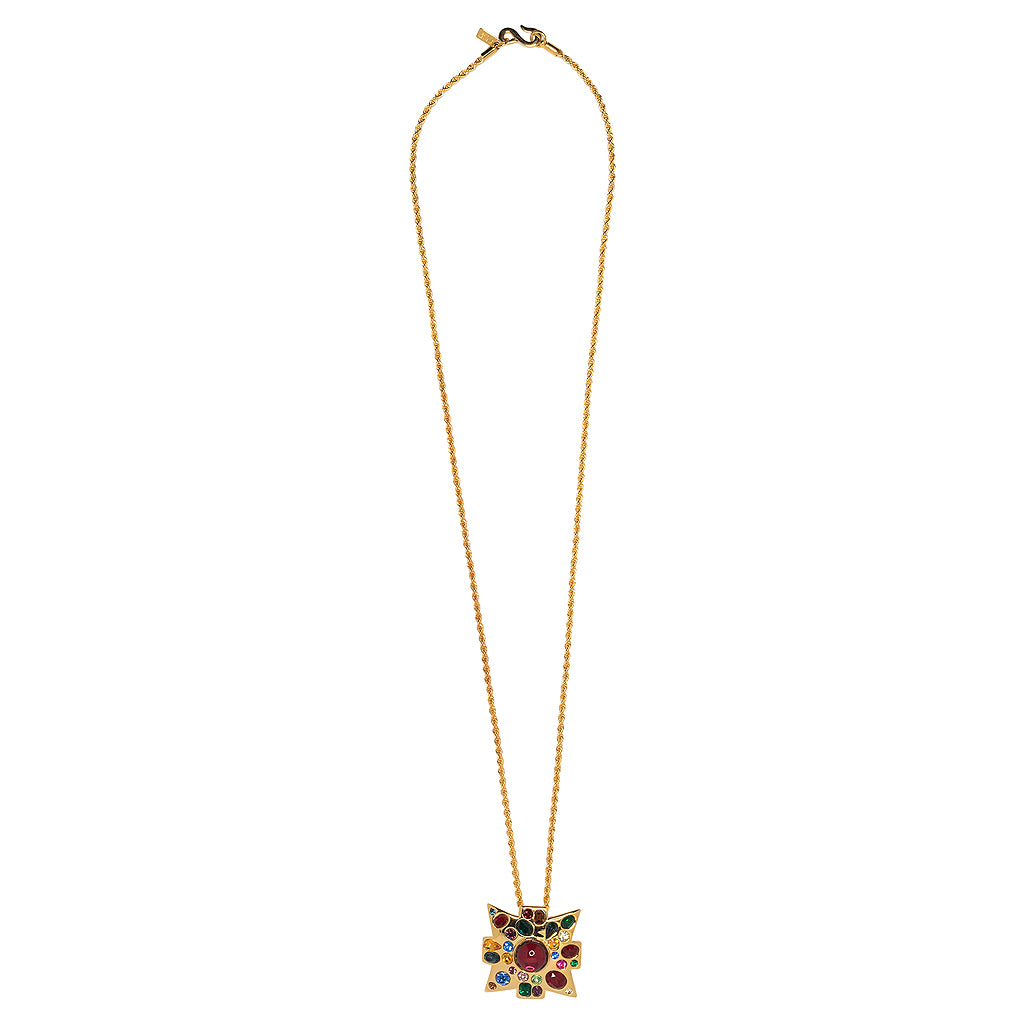 Gold Maltese Cross Pendant Necklace