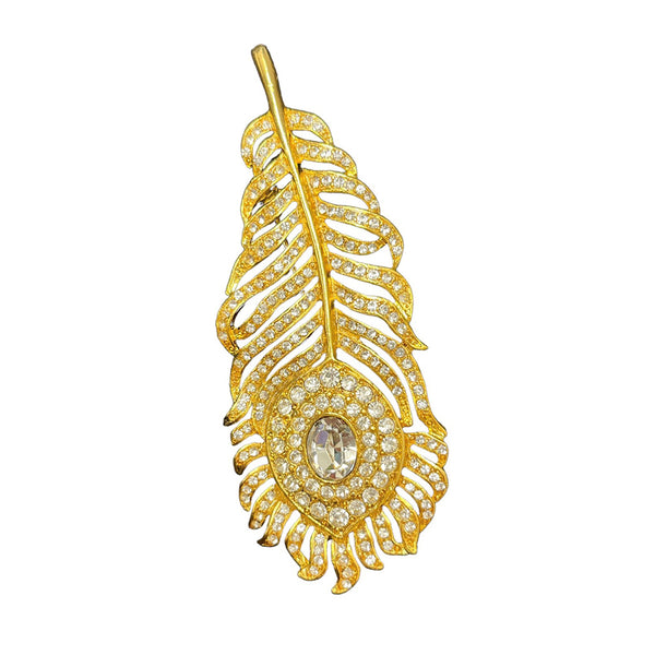 Gold Plated Feather Brooch