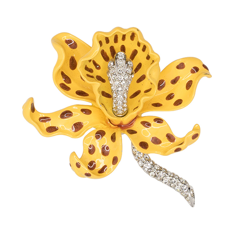 Yellow Orchid Brooch