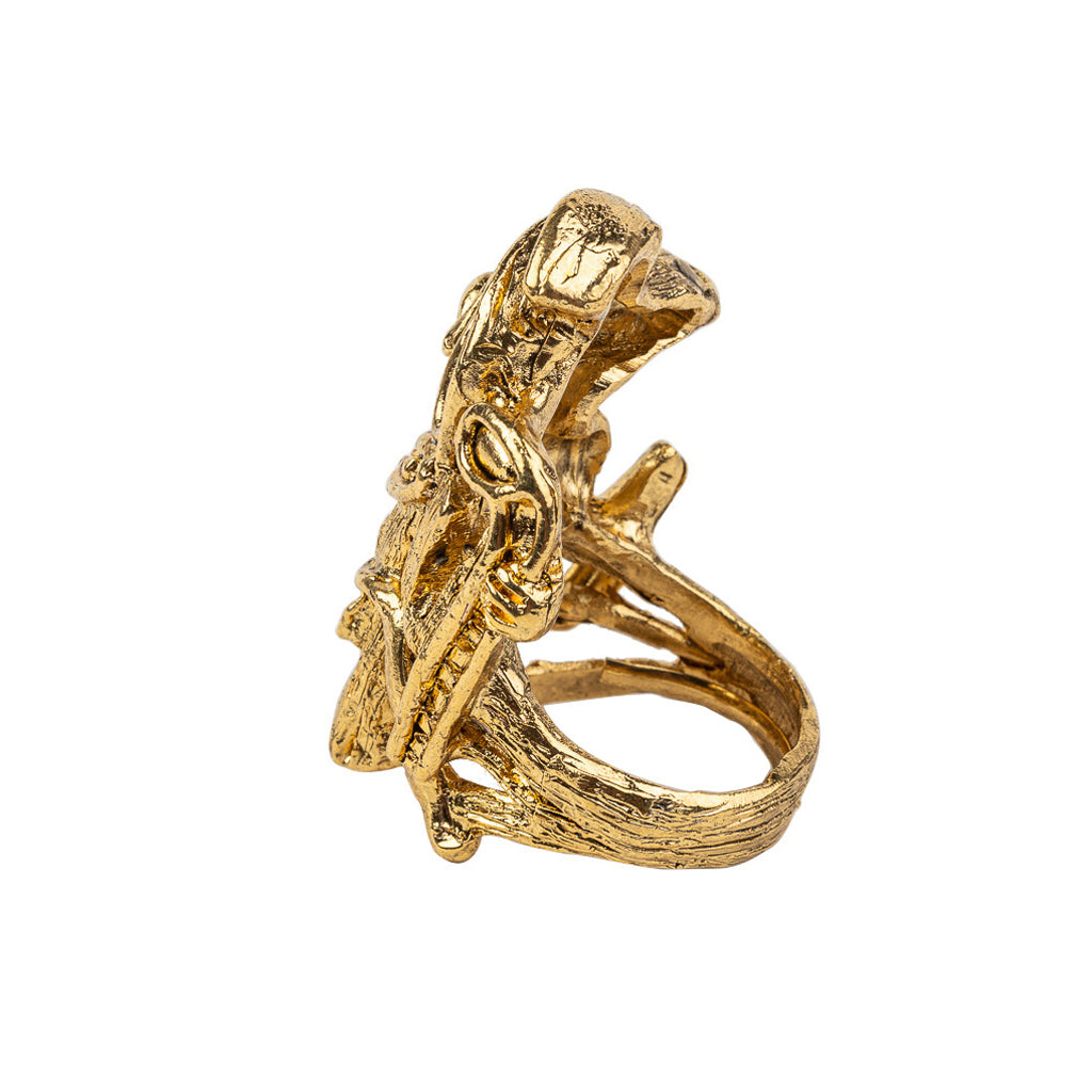 Antique Gold Mayan Animal Ring