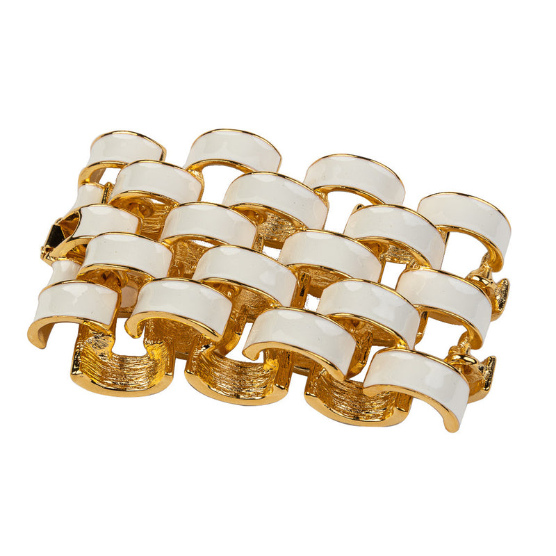 Gold and White Enamel Bracelet