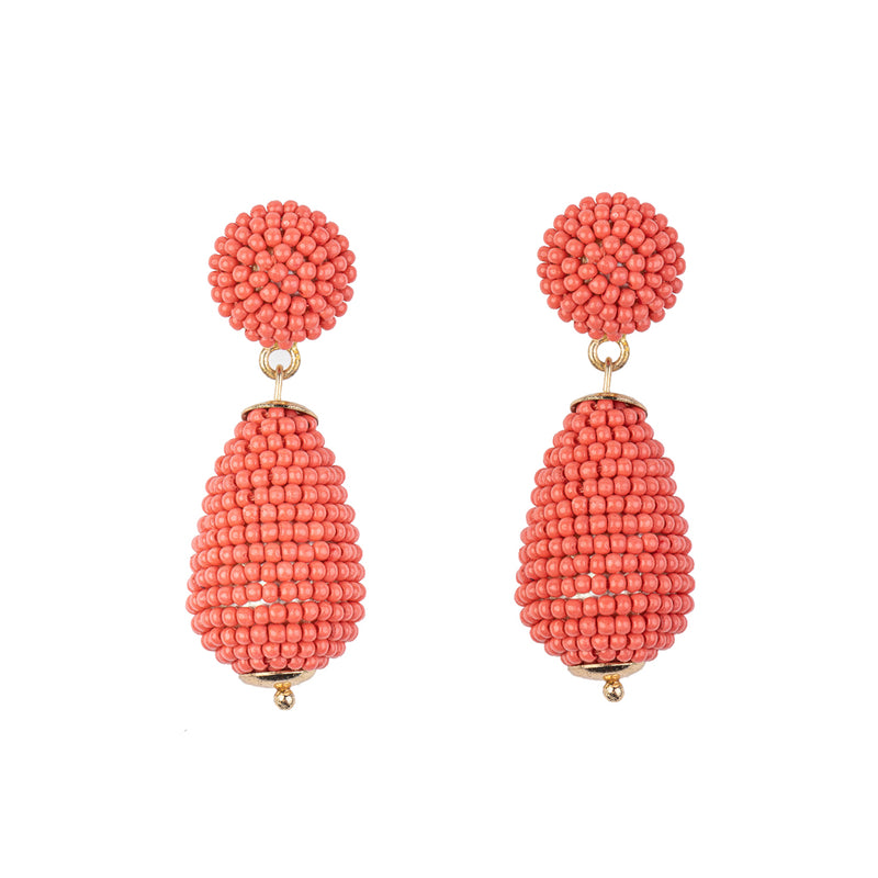 Coral Seed Bead Earring