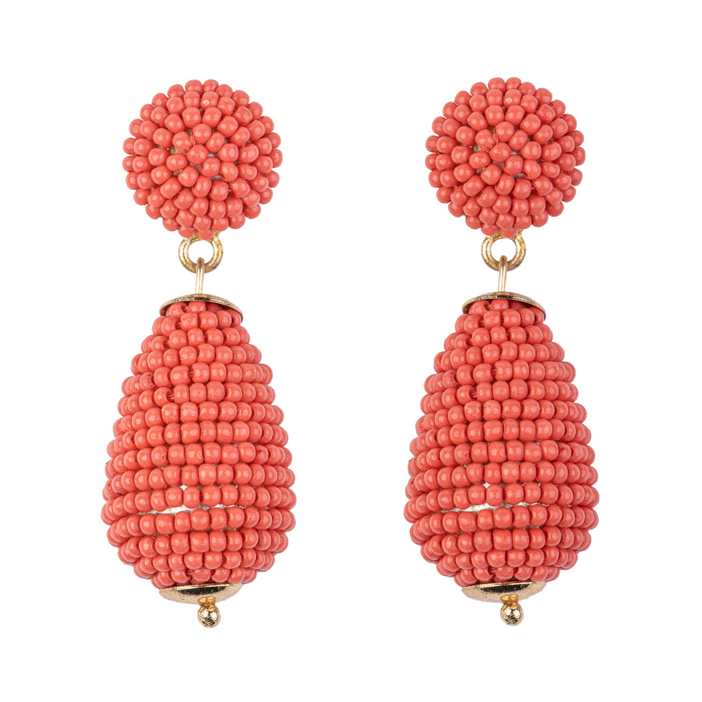 Coral Seed Bead Pierced Earring