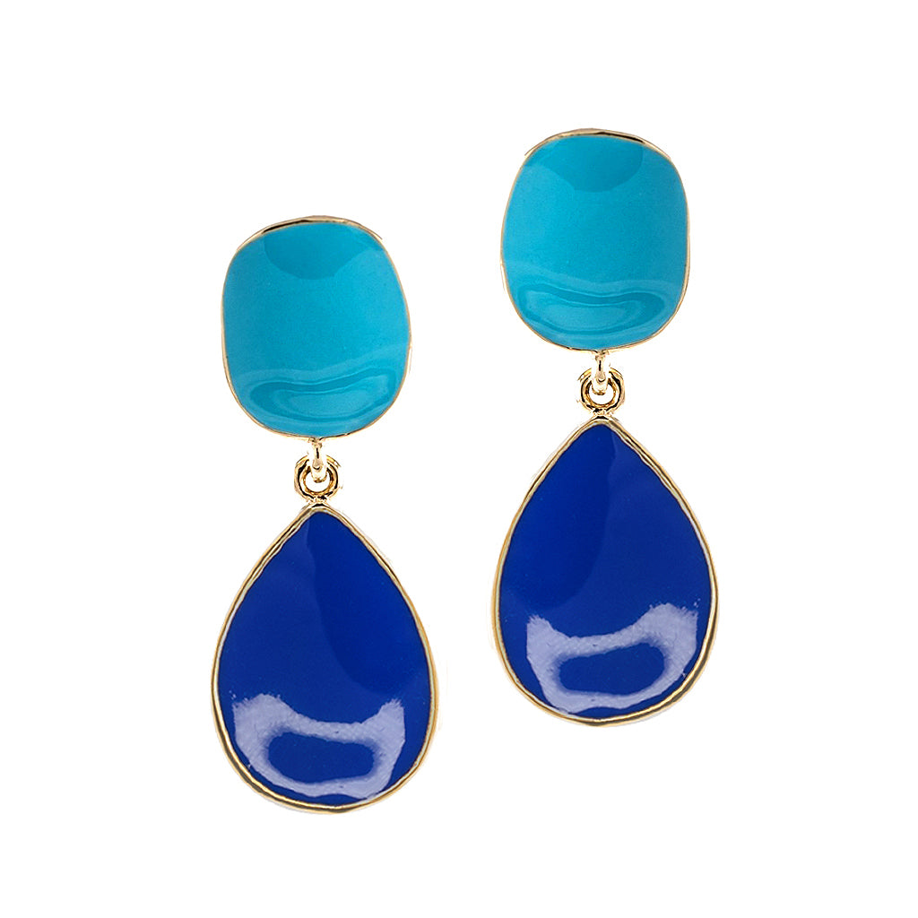 Two-Tone Blue Drop Clip Earrings – KennethJayLane.com