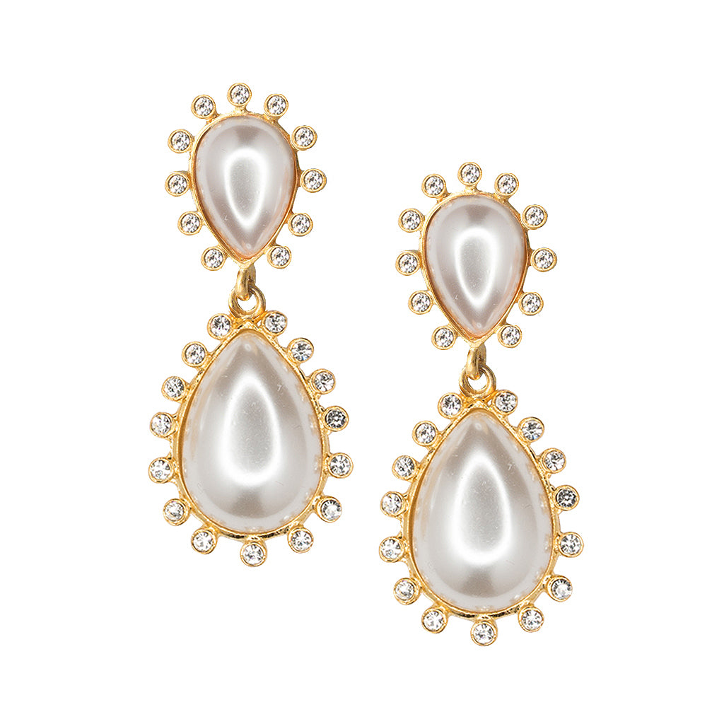 Pearl Teardrop Clip Earrings