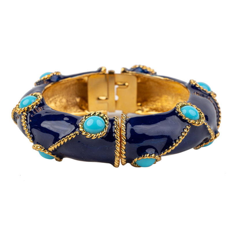 Lapis Bracelet with Turquoise Cabochons