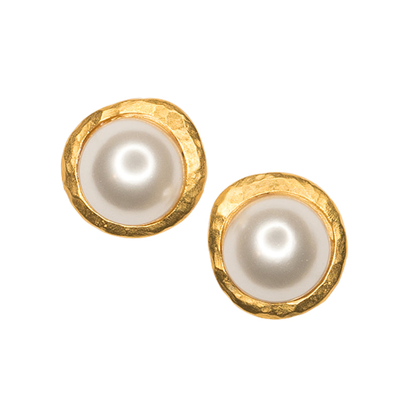 Pearl Button Pierced or Clip Earrings