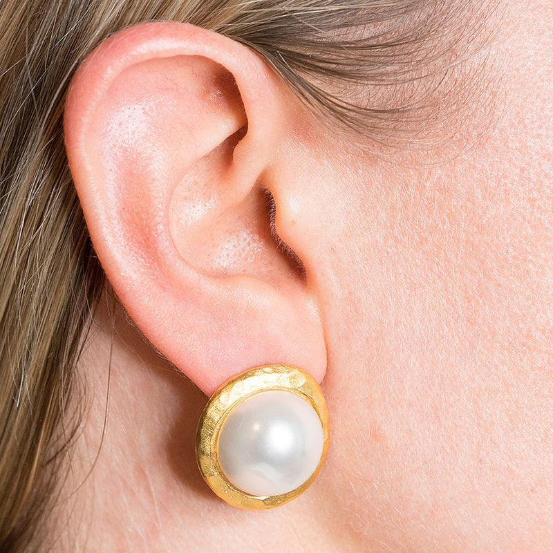 Pearl Button Pierced or Clip Earrings