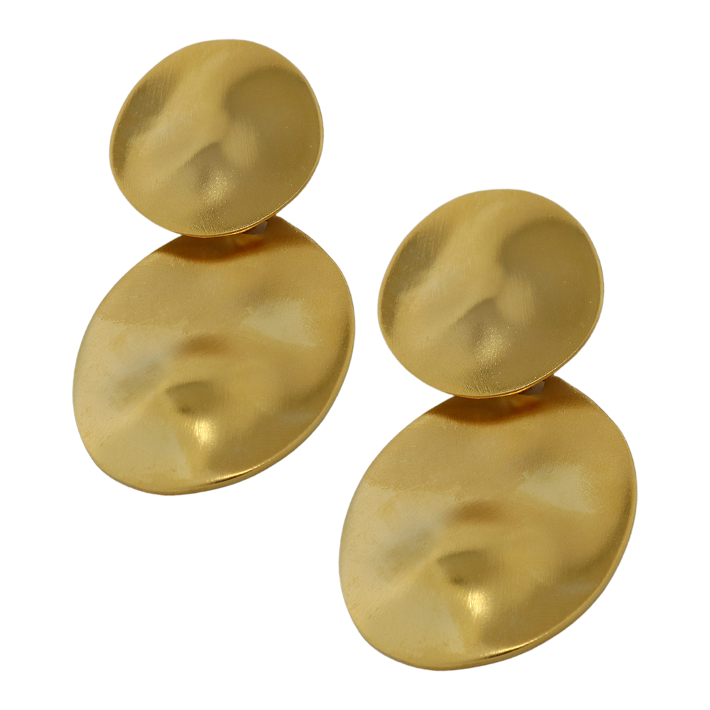 Satin Gold Dimpled Disc Pierced Earrings