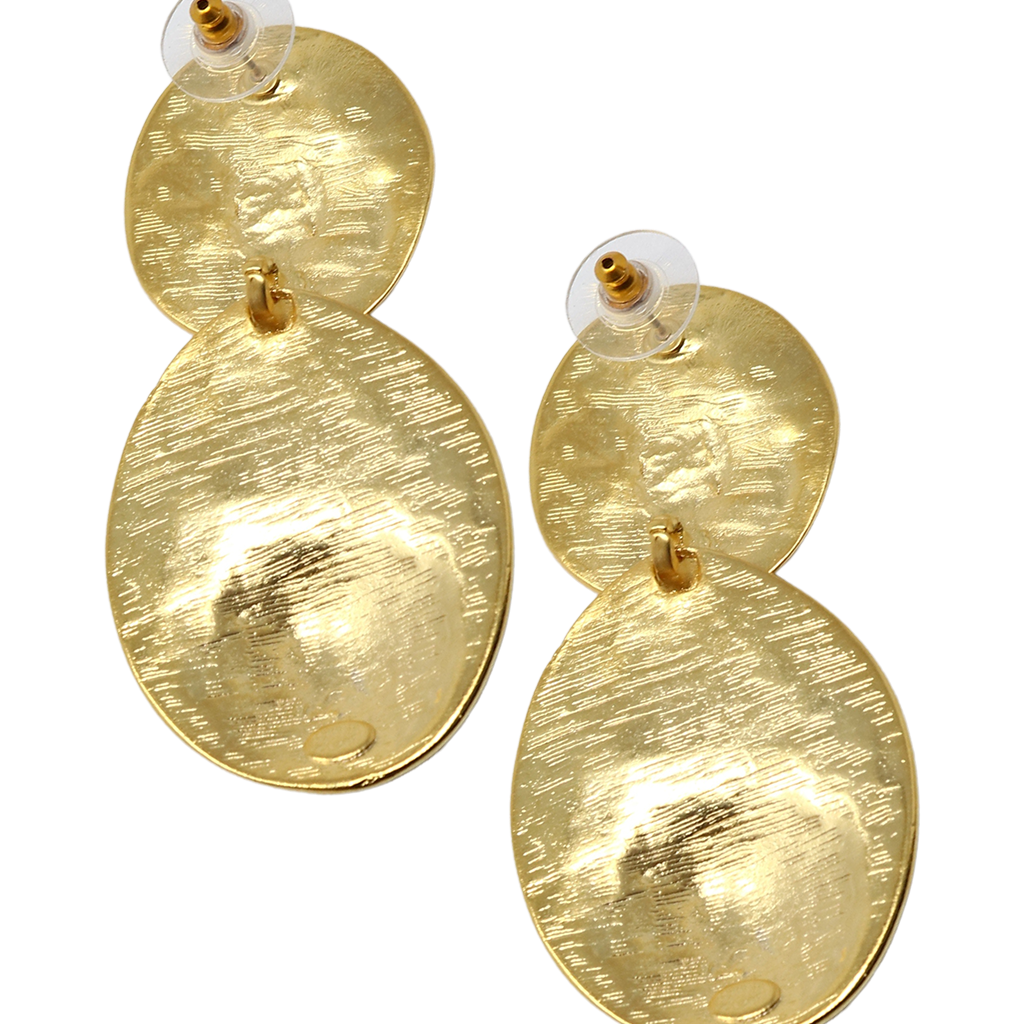 Satin Gold Dimpled Disc Pierced Earrings