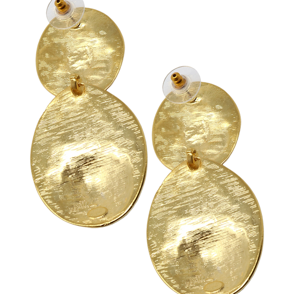 Satin Gold Dimpled Disc Pierced Earrings