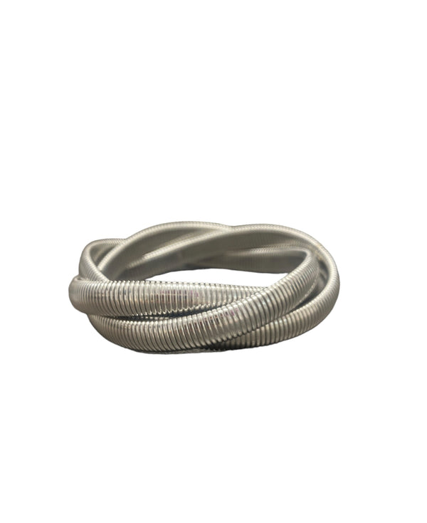 8mm Silver Snake Chain Stretch Bracelet