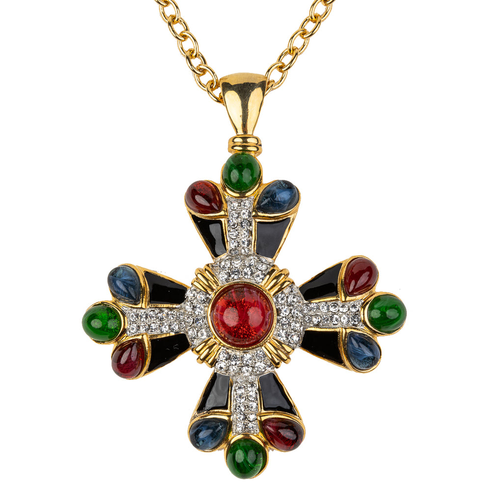 Multicolored Cross Pendant Necklace - Ruby Center