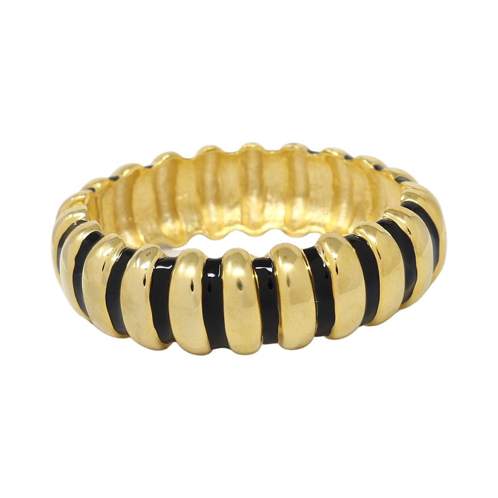 Black Enamel Ribbed Bracelet