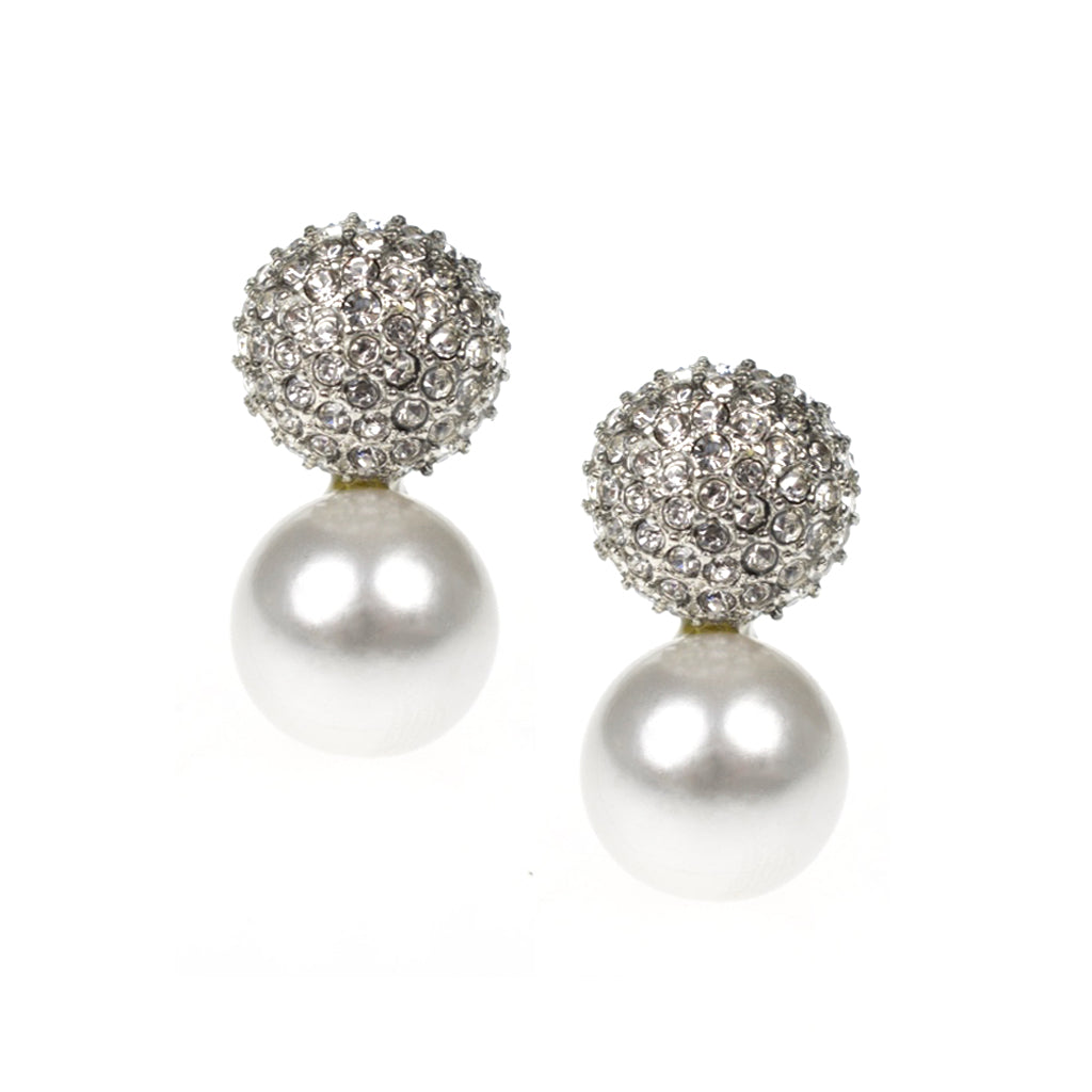 Barbara Bush Rhinestone and Pearl Earrings