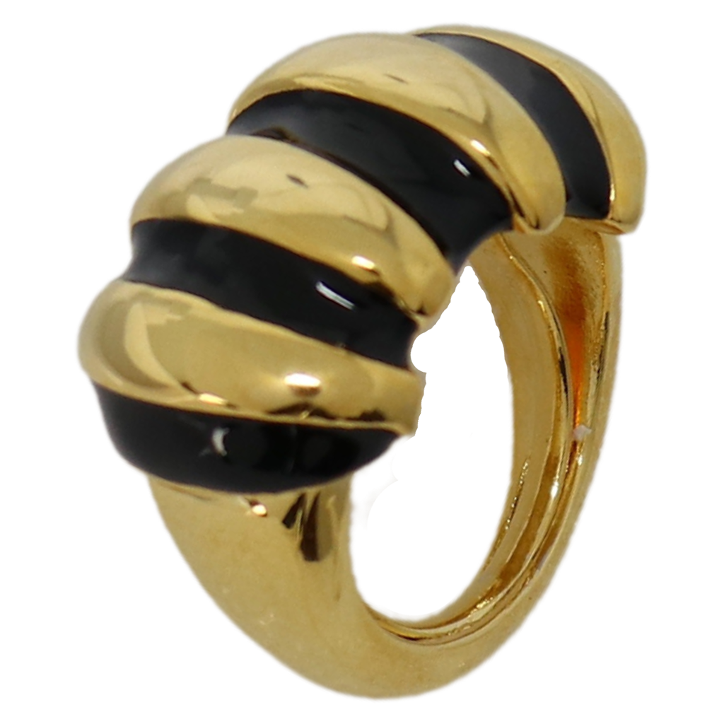 Black Enamel Shrimp Adjustable Ring