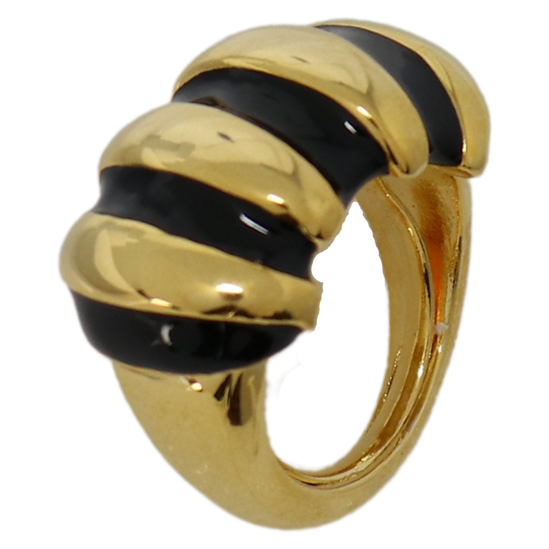 Black Enamel Shrimp Adjustable Ring