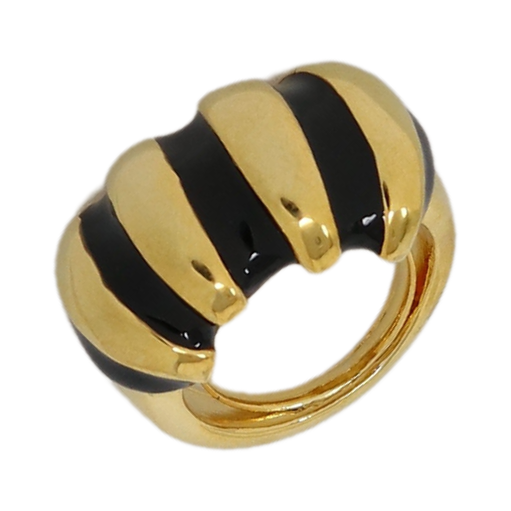 Black Enamel Shrimp Adjustable Ring