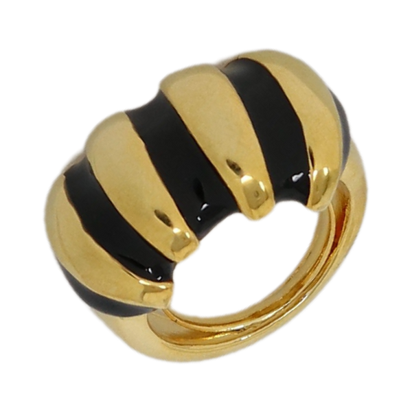 Black Enamel Shrimp Adjustable Ring
