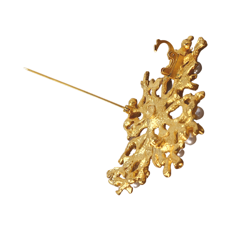 Satin Gold & Pearls Branch Pin