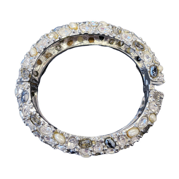 Diamond and Pearl Cluster Thick Bangle