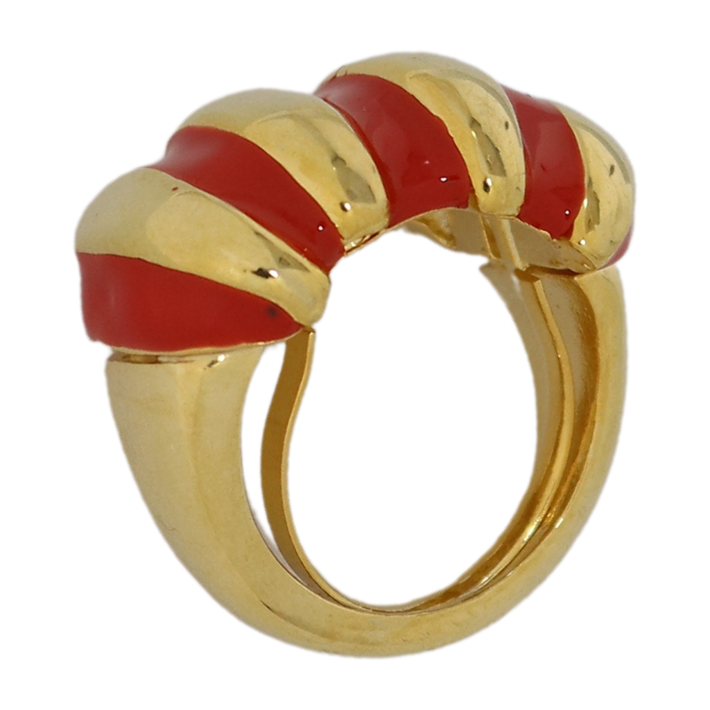 Red Enamel Shrimp Adjustable Ring