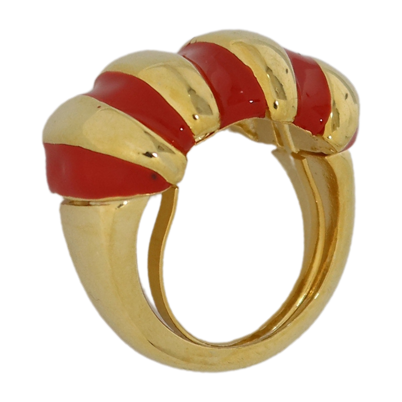 Red Enamel Shrimp Adjustable Ring