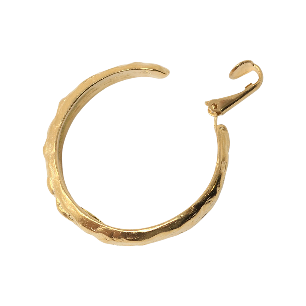 Hammered Gold Clip-On Hoop Earrings