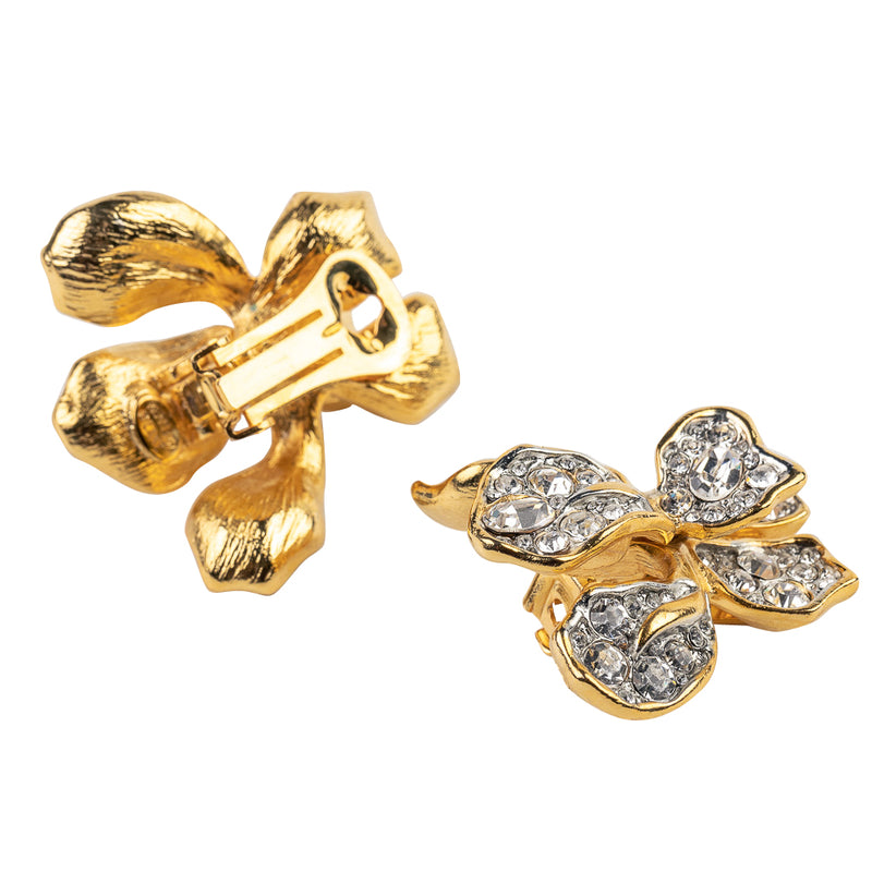 Gold and Crystal Iris Clip Earring