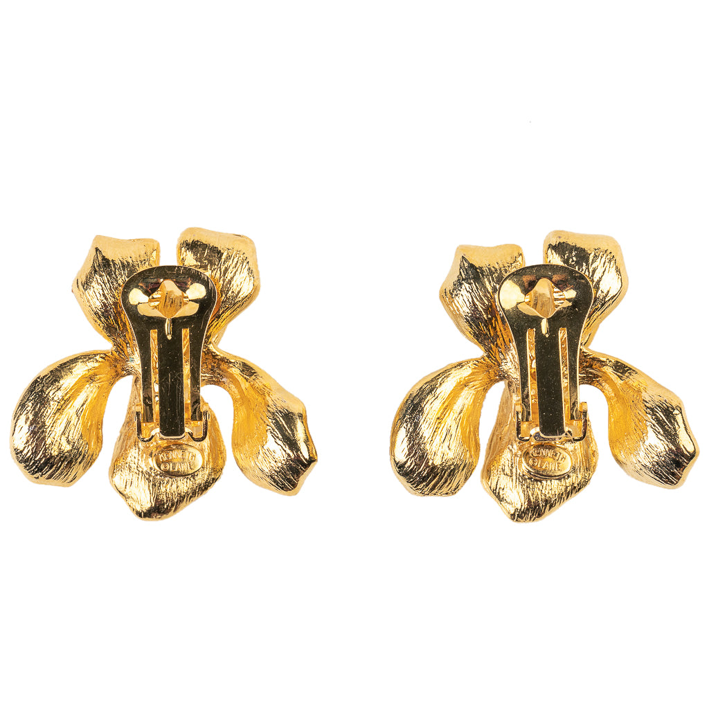 Gold and Crystal Iris Clip Earring