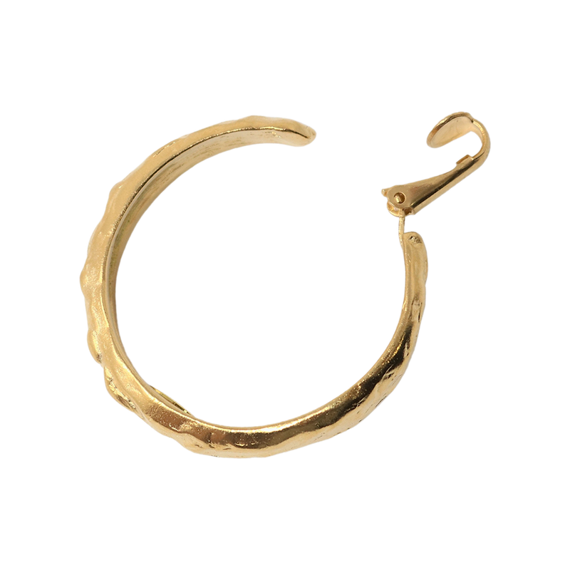 Hammered Gold Clip-On Hoop Earrings