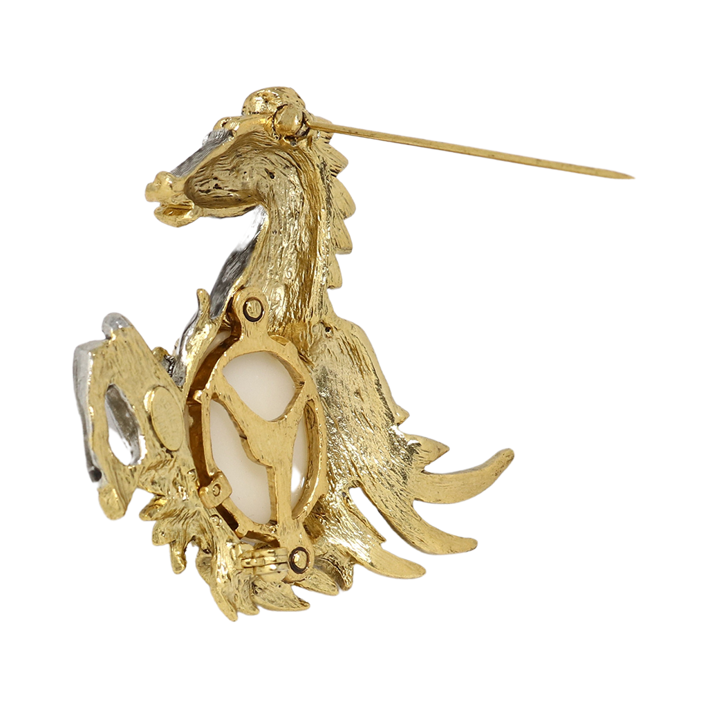 White Pearl & Crystal Pegasus Pin