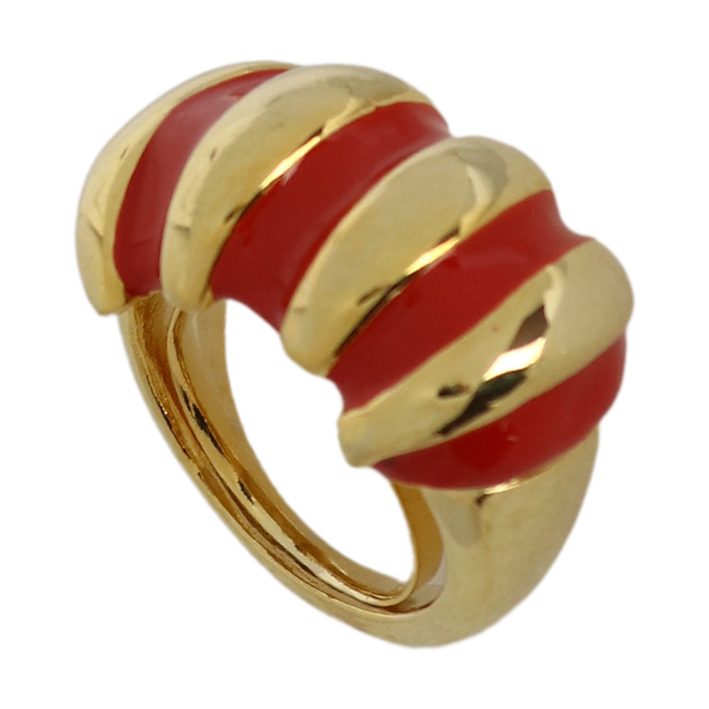 Red Enamel Shrimp Adjustable Ring