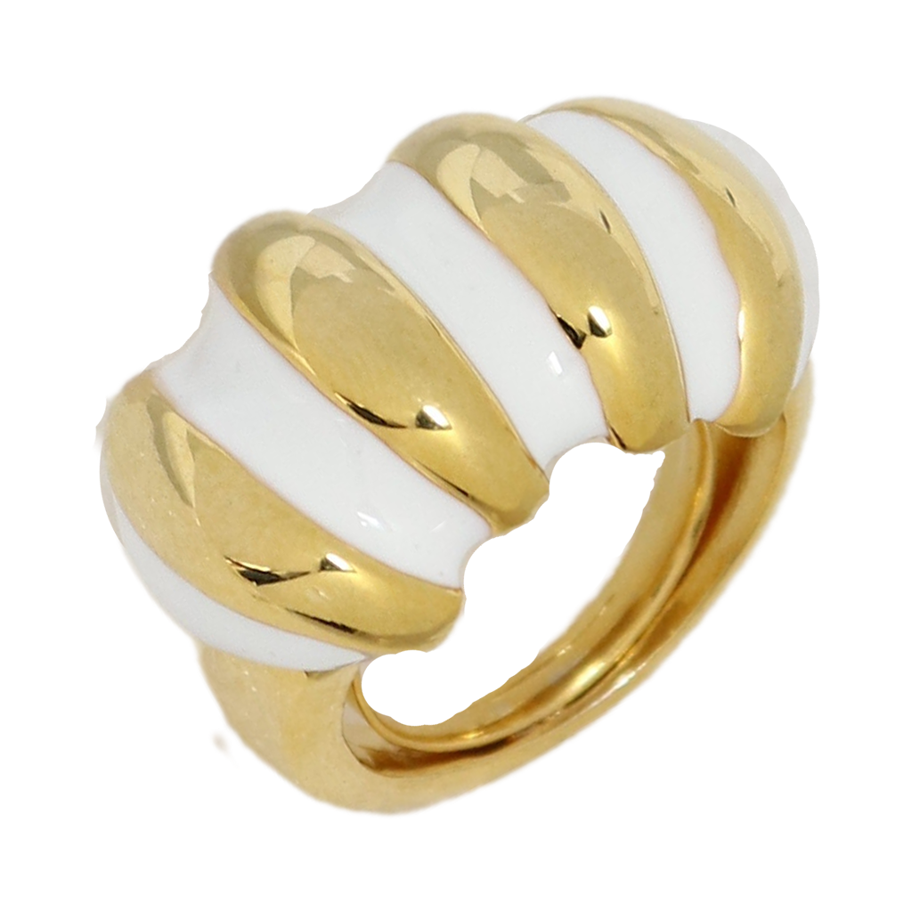 White Enamel Shrimp Adjustable Ring