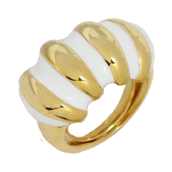 White Enamel Shrimp Adjustable Ring