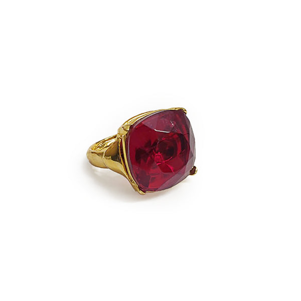 Gold and Ruby Square Stone Ring