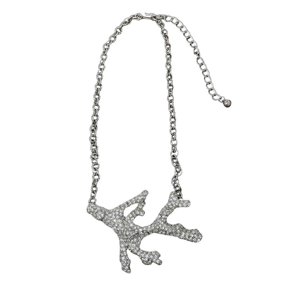 Rhodium Rhinestone Branch Necklace