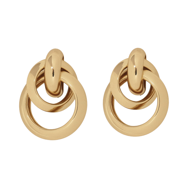 Polished Gold Interlock Love Knot Pierced Earring