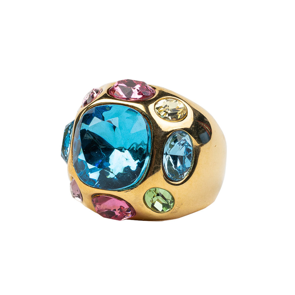 Aqua Gemstone Adjustable Ring